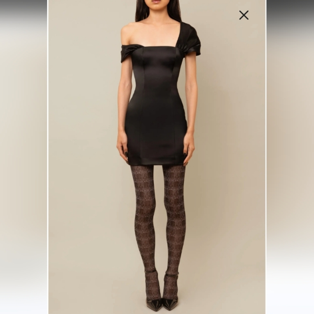 Contessa Mills Tarot Shiny Fitted Versatile Satin Black Dress Size 00